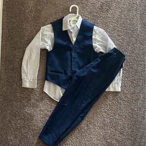 Van Heusen Kids Navy Vest Set with White Shirt